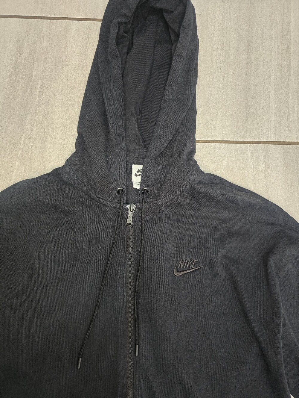 Nike Black Full Zip Hoodie Women’s Large Sweatshirt Minimal Logo Athletic - Picture 5 of 5